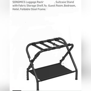 Black Foldable Luggage Rack with Shelf